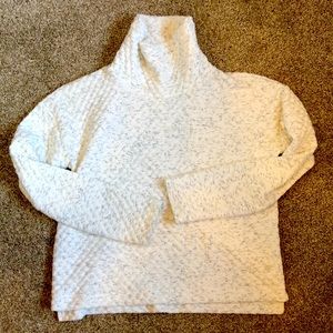 White waffle cowel neck sweater